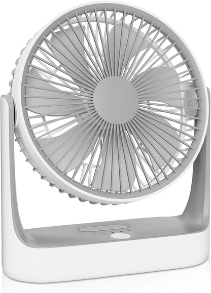 Mollie 6-Inch Small Rechargeable USB Desk Fan, Battery Operated with Speeds for Home Office Bedroom, Portable Cooling