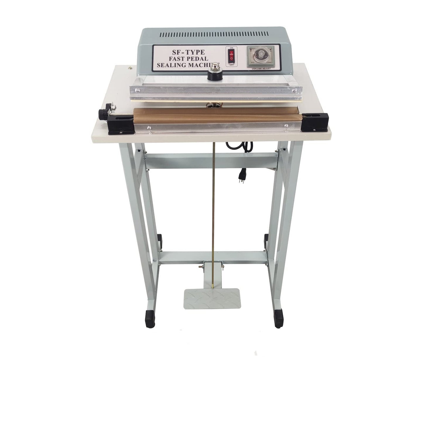 INTBUYING 110V Foot-pedal Sealing Machine with cutter Foot-pedal Sealer 3mm/0.6mm Sealing Width Fast Sealing Machine for Plastic Bag