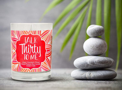 30th Birthday Candles for Her, Talk Thirty to Me, Gifts for Women, 100% Soy Wax, Made in USA, Sister Bestie