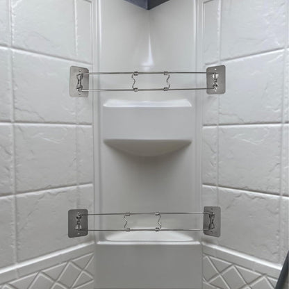 RV Shower Corner Storage Bar, Adjustable 7.5-13 Inch Stainless Steel Rod, RV Bathroom Accessories (2 Pack)