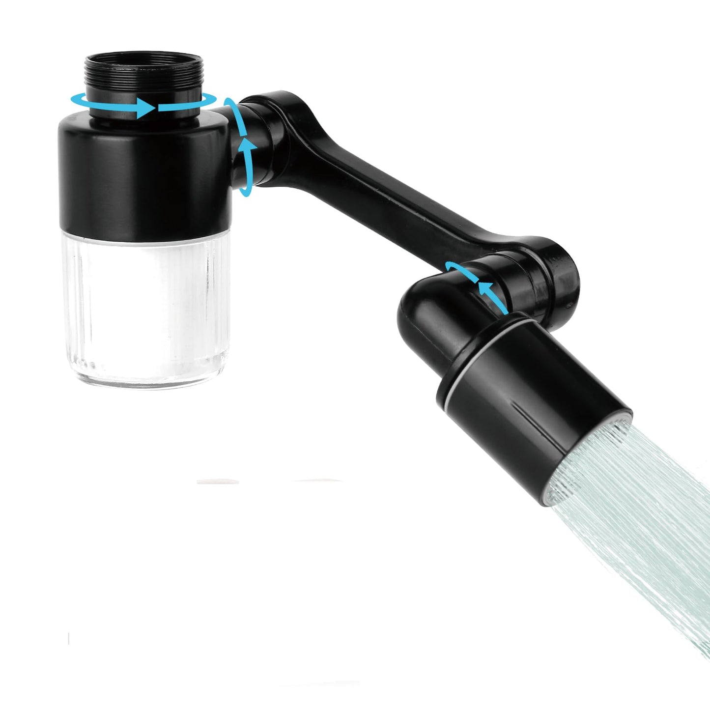 1080°Swivel Faucet Extender, Sink Water Faucet Aerator Extension, kitchen sink faucet, Kitchen Rotating Extension with 2 Mode Splash (Black, Extender with filter)
