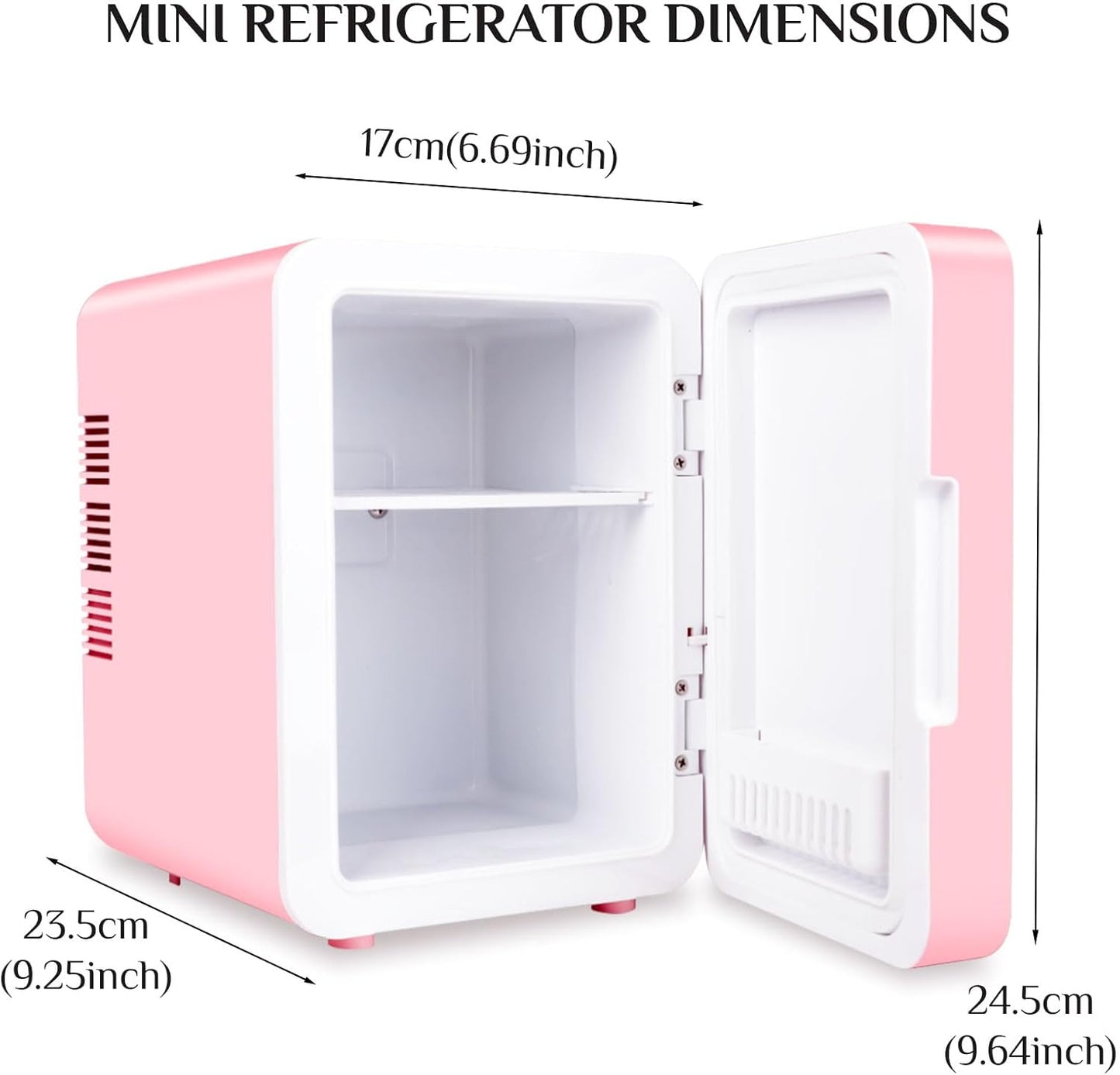Mini Fridge for Bedroom, 4L Skincare Fridge with Dimmable LED Light, Cooler & Warmer for Makeup, Office, Car, Dorm, Pink