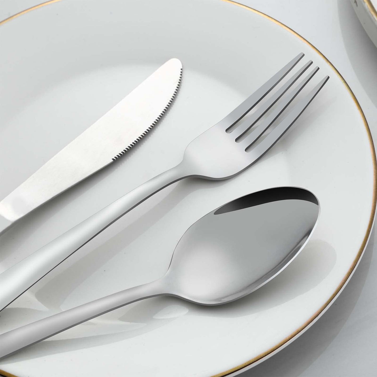Gymdin 24 Pcs Forks and Spoons Silverware Set, Food Grade Stainless Steel Flatware Cutlery Set for Home, Kitchen and Restaurant, 12 Dinner Forks and Dinner Spoons, Mirror Polished & Dishwasher Safe