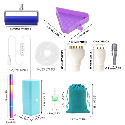 Diamond Art Painting Vacuum Pen Kit, Electric Diamond Art Pen with Screw Multiplacers, Roller, Storage Tray, No Wax Needed Diamond Art Accessories DIY 5D Art Craft Jewelry Bead Rhinestones (Pink)
