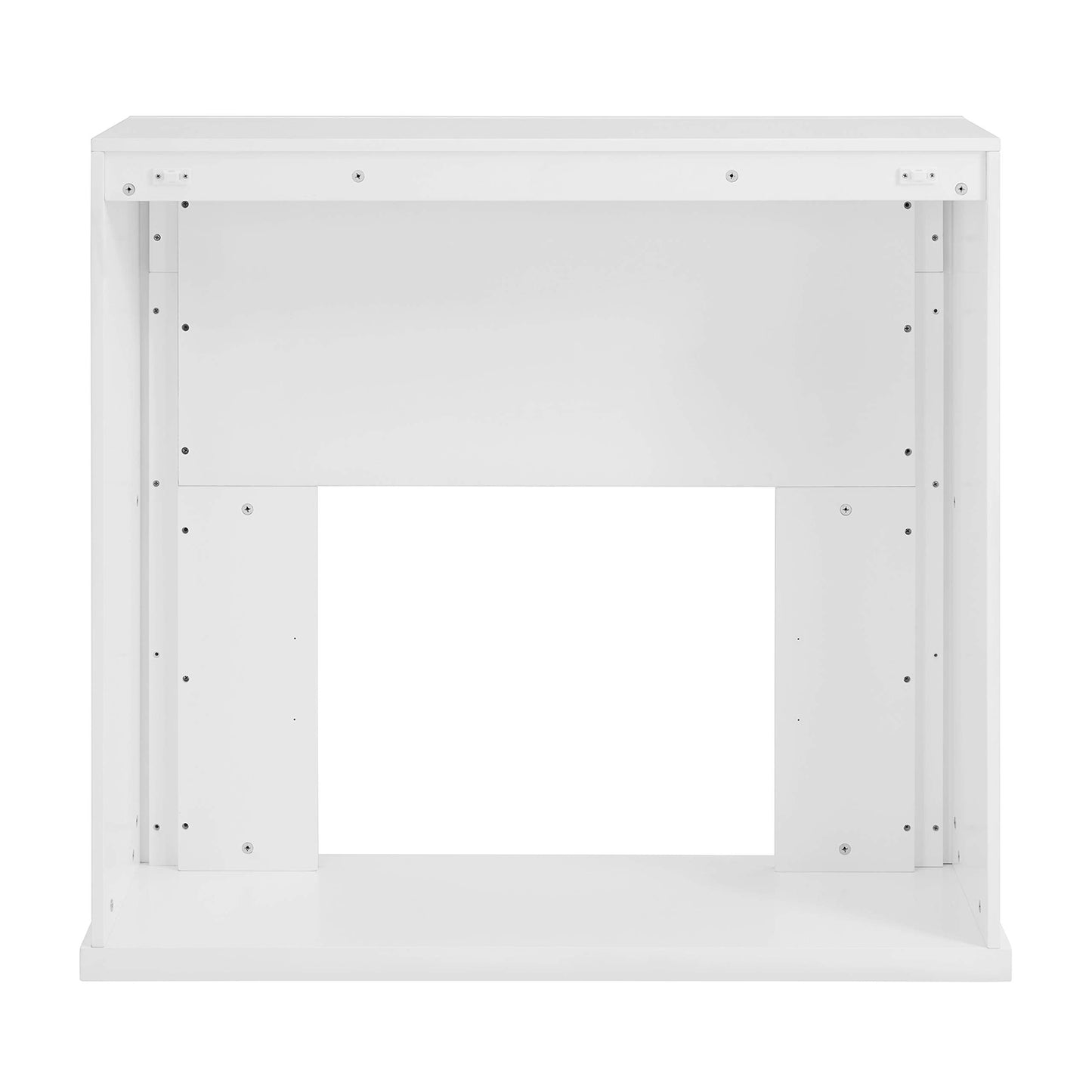 SEI Furniture - Stadderly Mirrored Touch Screen Electric Fireplace - Transitional Design, White Glass and Wood - Ideal for Living Room, Bedroom (FR1009659)