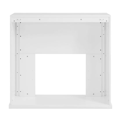 SEI Furniture - Stadderly Mirrored Touch Screen Electric Fireplace - Transitional Design, White Glass and Wood - Ideal for Living Room, Bedroom (FR1009659)