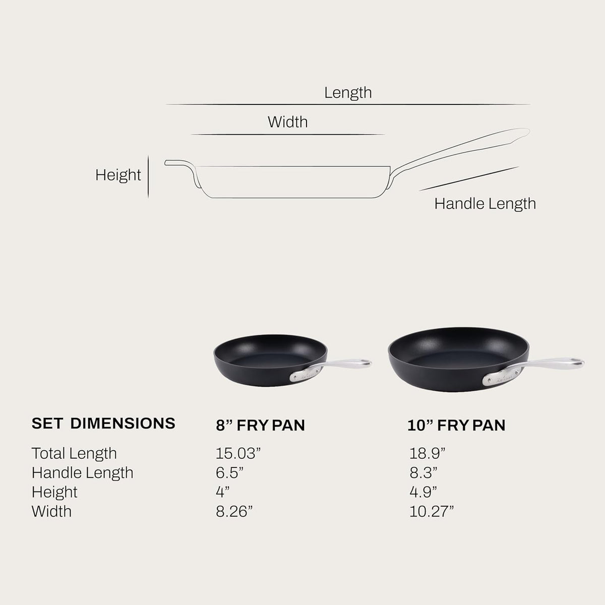 All-Clad HA1 Non-Stick Fry Pan Set - 2-Piece Induction Cookware (8 & 10 Inch) | Oven Safe to 500°F, Dishwasher Safe Black