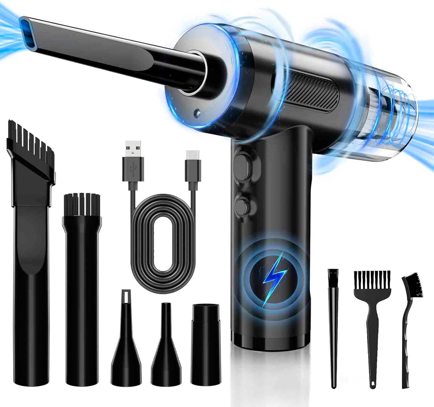 Cordless Handheld Car Vacuum, 12000Pa Strong Suction Mini Vacuum, 3-in-1 Design with LED Light for Multi-Scenario Use