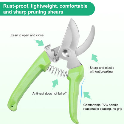 Premium garden shears, meperez pruning scissors gardening tools, pruners for flower, bushes, rose and fruit tree, use for florist, yard and orchard the plant clippers, sharp steel anvil snips