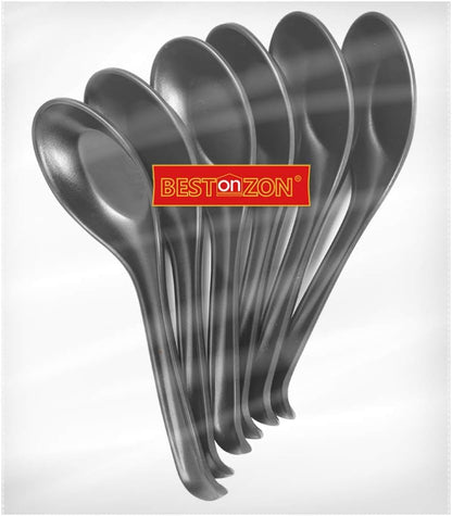 6Pcs Asian Soup Spoons, Melamine Rice Spoons for Ramen, Deep Oval Hook Design