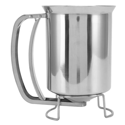 Stainless Steel Pancake Batter Dispenser with Funnel, 1000ml Squeeze Bottle for Pancakes, Cupcakes, Muffins, Crepes, and Waffles, Easy-Pour Baking Tool with Measurement Marks