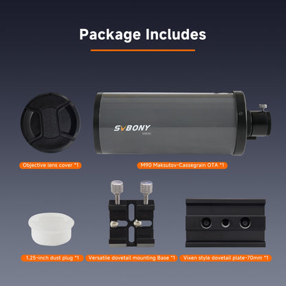 SVBONY MK90 Spotting Scope, Maksutov Cassegrain Telescope for Adults Astronomy, 90mm Aperture, Compact and Lightweight Spotting Scope for Terrestrial and Sky Viewing, Planet Visual and Photography