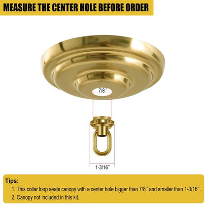 Light Fixture Cross Bar Kit Screw Collar Loop Kit Canopy Hardware Set Heavy Duty Die Cast Ceiling Hook Loop Holder (Brass, 2 Pack)