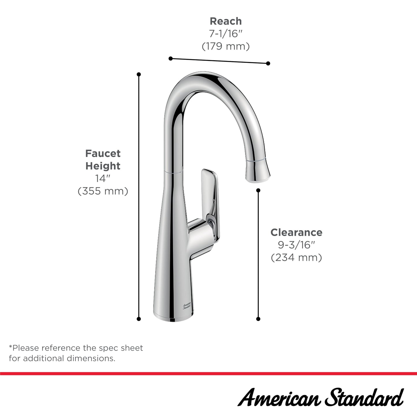 American Standard 1048274240 Aspirations Pull-Down Bar Sink Faucet, 1.8 GPM, Matte Black/Brushed Gold