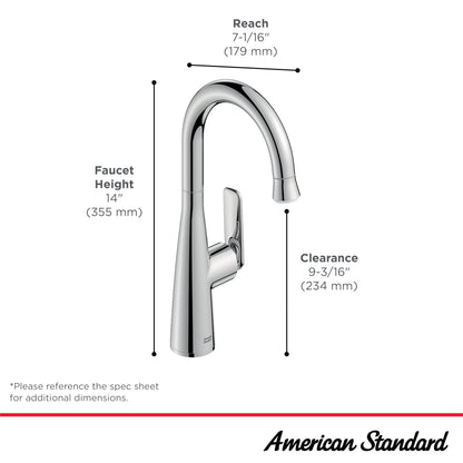 American Standard 1048274240 Aspirations Pull-Down Bar Sink Faucet, 1.8 GPM, Matte Black/Brushed Gold