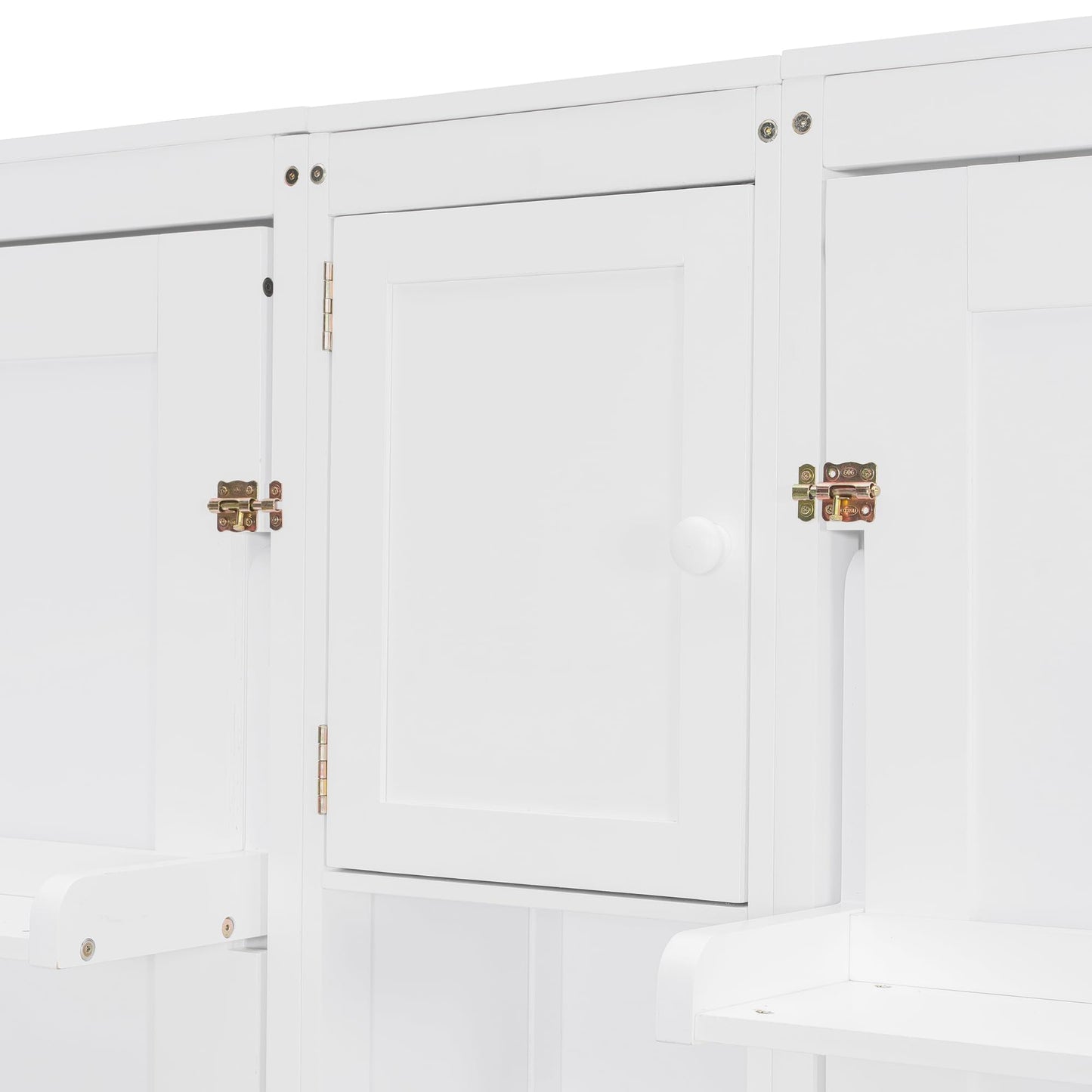Merax 110W Dual Twin Wall Murphy Beds with Cabinets and Shelves,Sleeping Arrangement for Multipurpose Area, Bedroom, Guest Room or Living Room,White