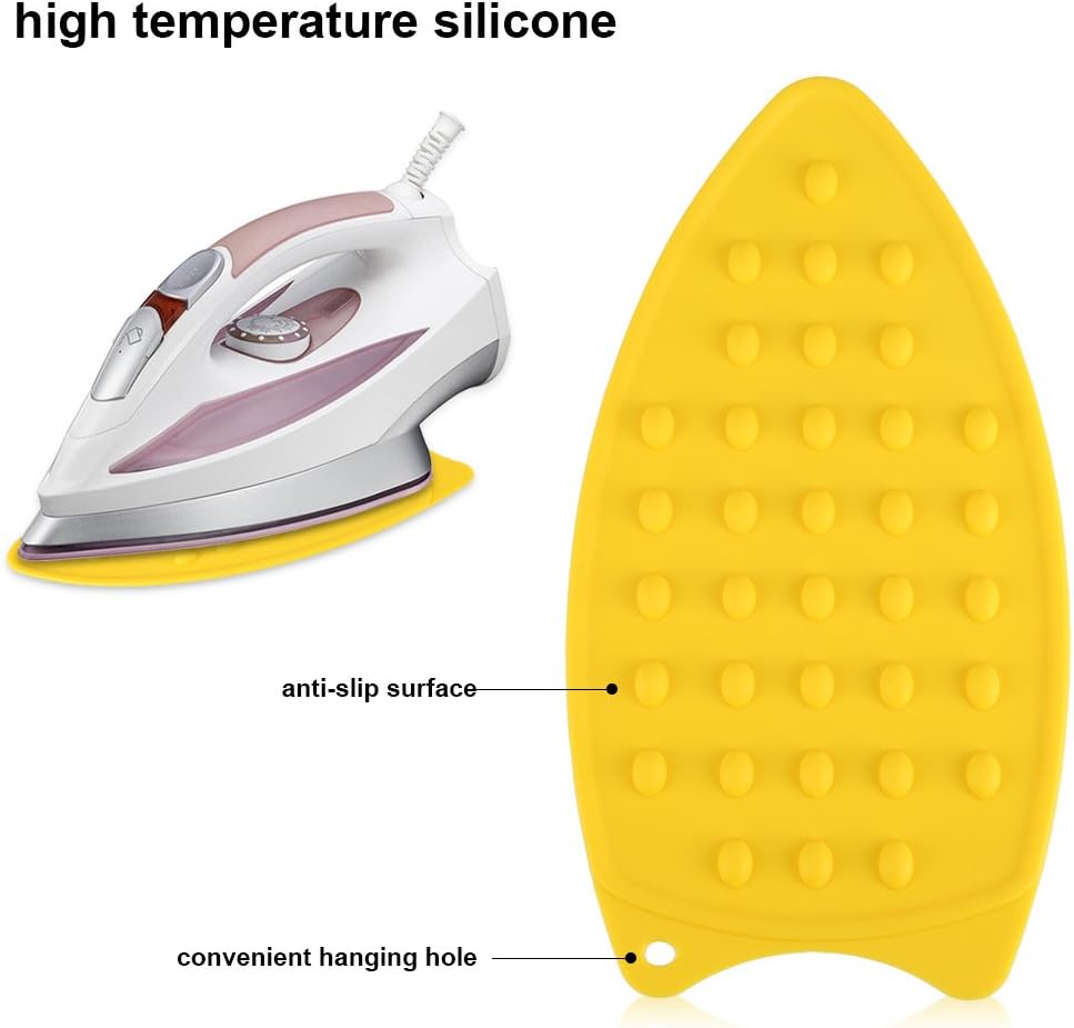 Silicone Iron Hot Protection Rest Pad Mat - Safe Surface Iron Stand Mat for Ironing (Yellow, 27 x 14 x 0.7cm)