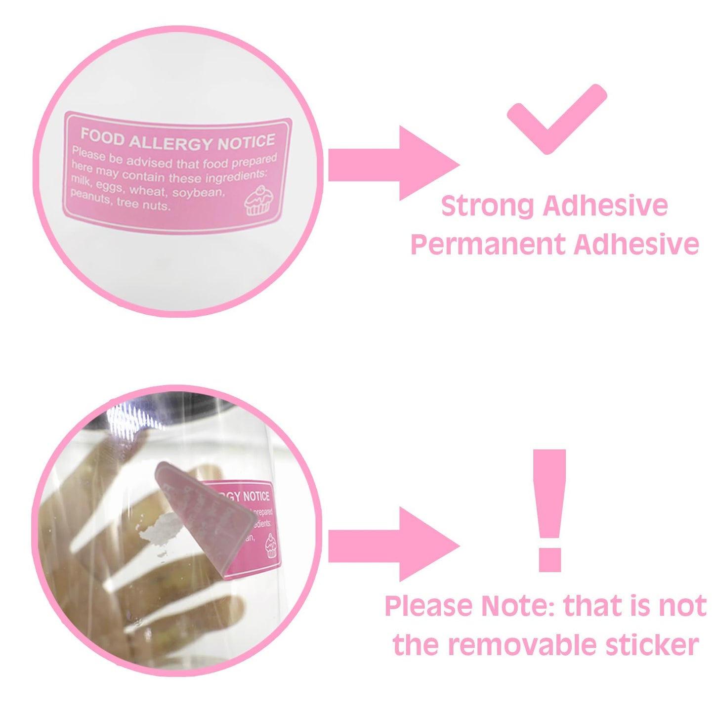 Hepertise 500 Pcs Food Allergy Stickers, 1x2 Inch Labels for Bakery, Cookie, Kitchen