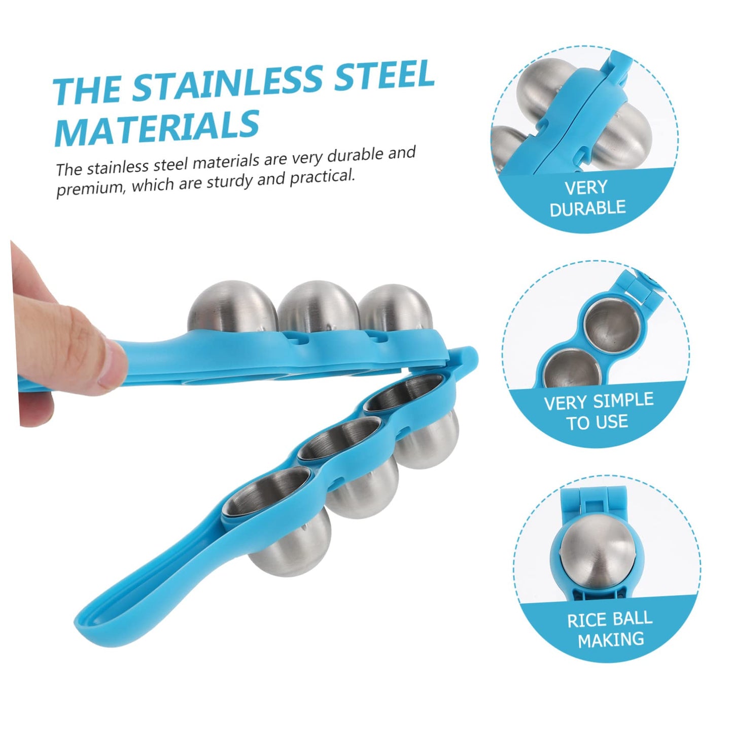 Healifty Stainless Steel Rice Ball Mold Set with Rice Spoon 7.08X2.55X1.77In Lightweight Kitchen Tool for Kids Diy Bento Onigiri Maker