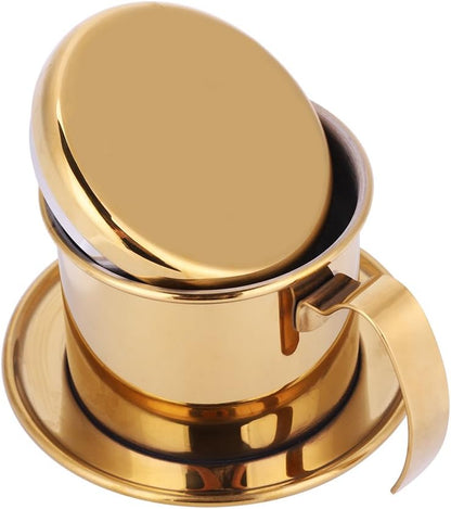 Vietnamese Coffee Filter Maker, Stainless Steel Drip Filter Cup for Home Office Cafe (Gold)