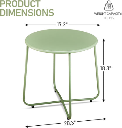 Outvita Indoor and Outdoor Side Table, Small Patio Side Table, Metal Round Portable Waterproof Weather Resistant End