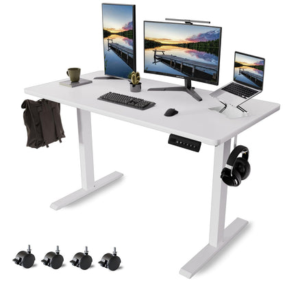 Whole Piece Standing Desk with Wheels Adjustable Height- Mobile Stand up Desk with Lockable Casters, Portable Sit Stand Desks Electric for Home & Office Workstation