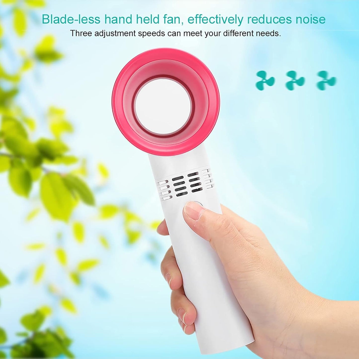 Portable Mini USB Rechargeable Bladeless Fan, 360° Air Suction, Three Adjustment Speeds, Handy Cooler for Home Outdoor