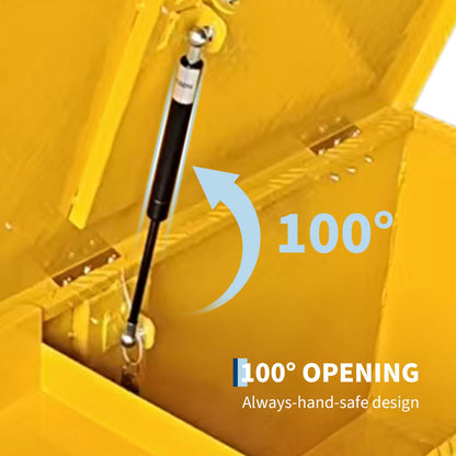 IDEALHOUSE Heavy Duty Aluminum Truck Bed Tool Box, 36x15x15 in - Lockable, Weatherproof Storage Chest with Gas Strut Lid, Organizer Tray, Side Handles, for Pickup, Trailer, RV - Five-Striped Yellow