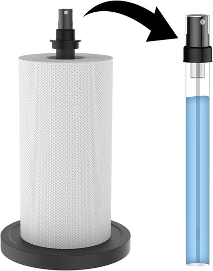 2 1 Countertop in Paper Towel Holder with Spray Bottle, Paper Towel Holder One-Handed Operation with Non Slip Weighted
