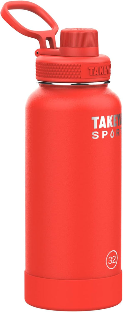 Takeya Sport 32 oz Triple Wall Insulated Stainless Steel Water Bottle - Ice Blocking Spout Lid