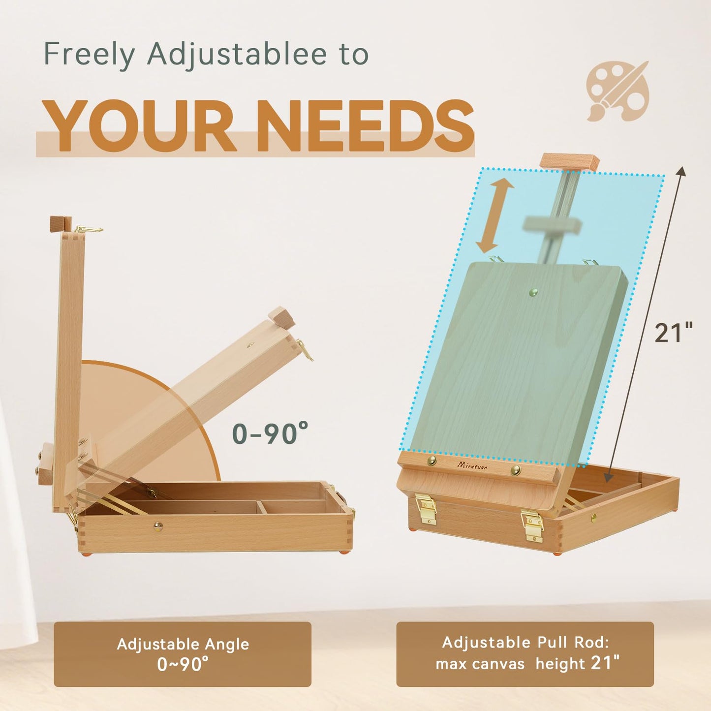 Tabletop Art Easel for Painting, Premium Wooden Sketchbox, Portable Desktop Painting Easel for Student Artist Beginner