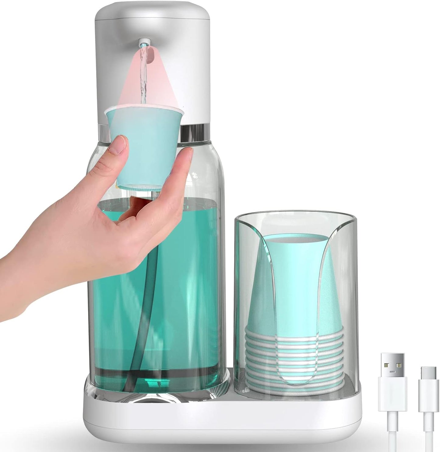 25oz(750ml) 2 Luvan Automatic Mouthwash Dispenser for Bathroom, Smart Mouthwash Dispenser with Cup Holder, Infrared