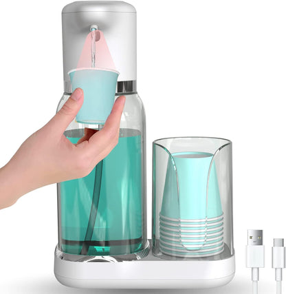 25oz(750ml) 2 Luvan Automatic Mouthwash Dispenser for Bathroom, Smart Mouthwash Dispenser with Cup Holder, Infrared