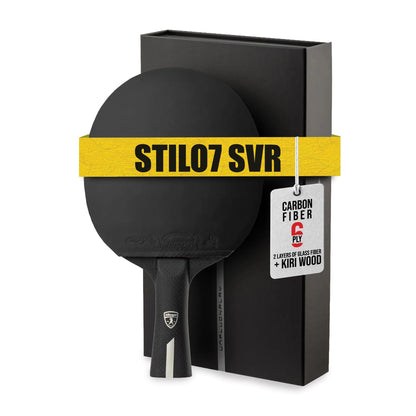 Killerspin Stilo7 SVR Ping Pong Paddle, Performance-Level Table Tennis Racket with Carbon Technology, Memory Book Case, Black