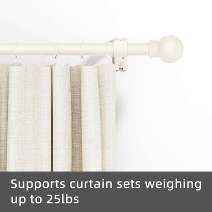GXOACKJ Decorative Curtain Rods - Heavy Duty Metal for Windows 48 to 84 Inches | Ivory White Finish