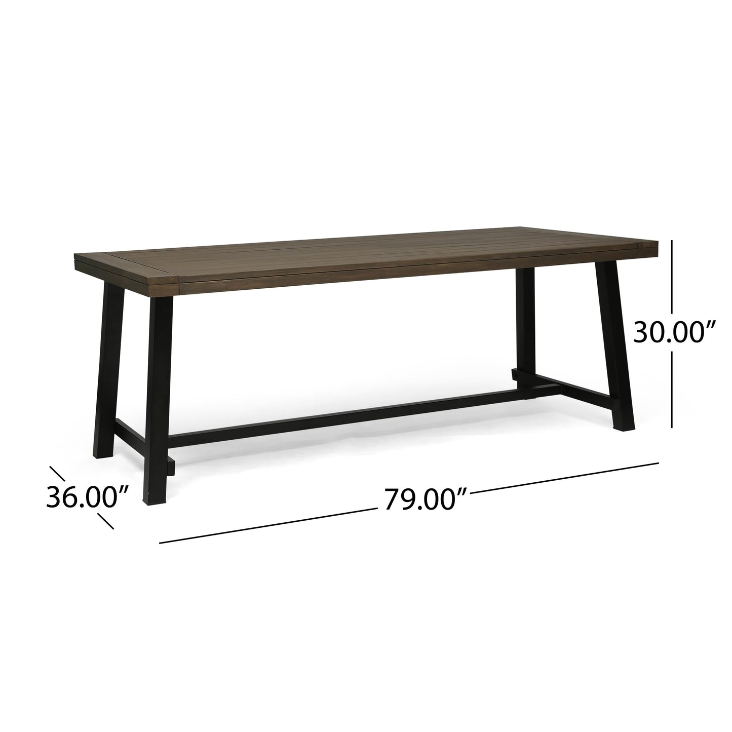 Christopher Knight Home Carlisle Outdoor Acacia Wood Picnic Dining Set, Gray and Rustic Metal