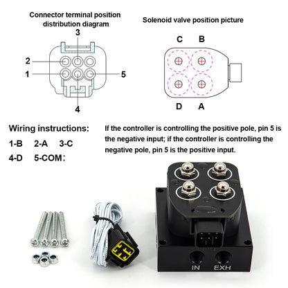 12V Solenoid Valve Air Ride Suspension manifold valve with remote controller 0-200psi, equipped with double display air pressure gauge white