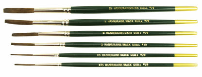 (6) Andrew Mack Brush Hannukaine Quill Brushes Series 79 Size XXS - XL Mixture Squirrel Taklon