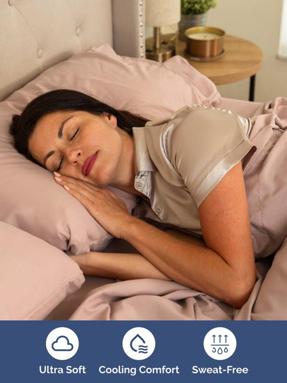 Skiennix Extra Deep Cal King Sheet Set - 6 Piece Breathable Cooling Bedding - Soft Wrinkle-Free Mauve