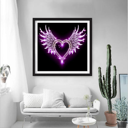 MaiYiYi Love Wings Paint with Diamonds, 5D Full Round Drill Angel Love Wings Crystal Diamond Painting Set, Heart Wing Diamond Painting Dots Art for Adult Beginners Wall Art Decor (40X40 CM)