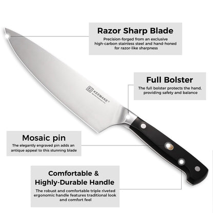 KEEMAKE Kitchen Knife Set, 3PCS Sharp High Carbon Stainless Steel Knives Set for Kitchen with Ergonomic Handle, Chef Knife set Professional Carving Knife Set for Meat Vegetable Fruit