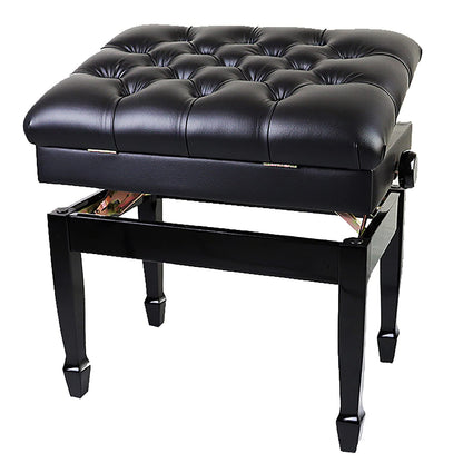 Leather Piano Bench Deluxe with Music Storage Height Adjustable Stool Comfortable Widened Cushion for Home & Professional Use zwart (zwart One Size)