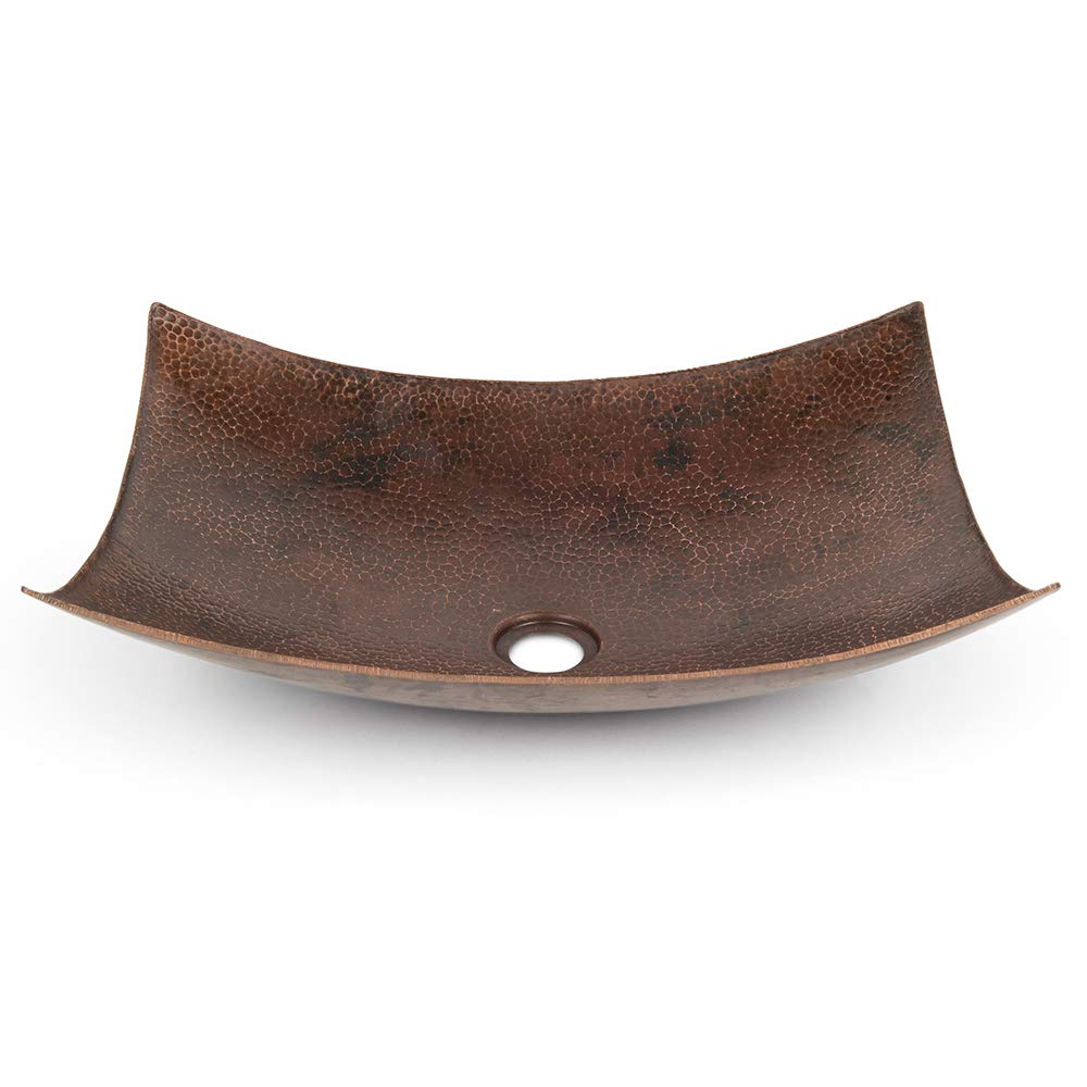 Premier Copper Products VREC18MSDB 18-inch Rectangle Modern Slope Hammered Copper Sink