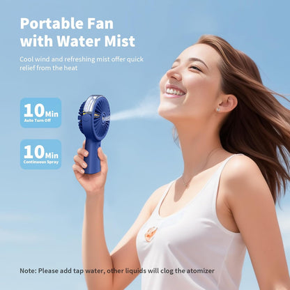 Otlonpe Misting Fan, Portable Fan with Mist, 4000mAh Rechargeable Handheld Fan, Water Spray Mister for Outdoors