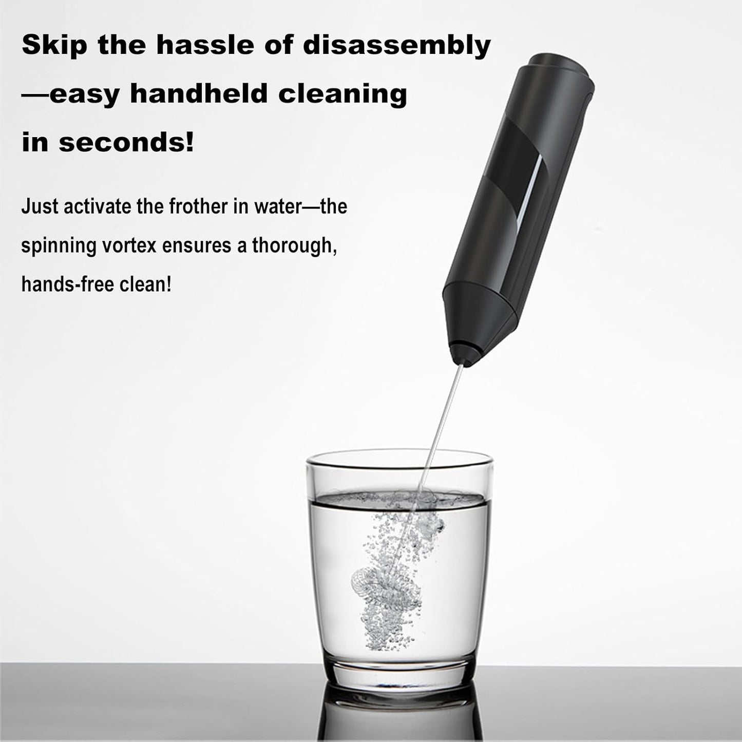 15-Second Handheld Milk Frother with Cover- Silent Drink Mixer, Travel-Ready with ABS Sleeve, Battery-Powered