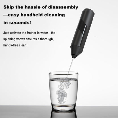 15-Second Handheld Milk Frother with Cover- Silent Drink Mixer, Travel-Ready with ABS Sleeve, Battery-Powered