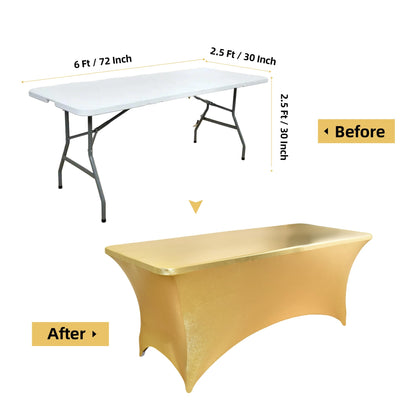 ZarzaaSik 10-Pack 6ft Spandex Table Covers for Rectangle Standard Folding Tables - Wrinkle Resistant Stretch Tablecloths - Ultimate Fitted Table Protector for Parties, Banquet, Wedding