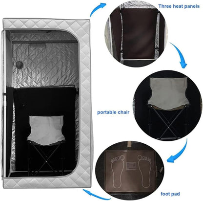 Portable Home Sauna, Sauna Tent, Infrared Saunas for Home, Steam Room, Home Steam Sauna, Home Sauna Pod, Steamer Generator Sauna Kit for Therapy Detox Slimming-Silver||1