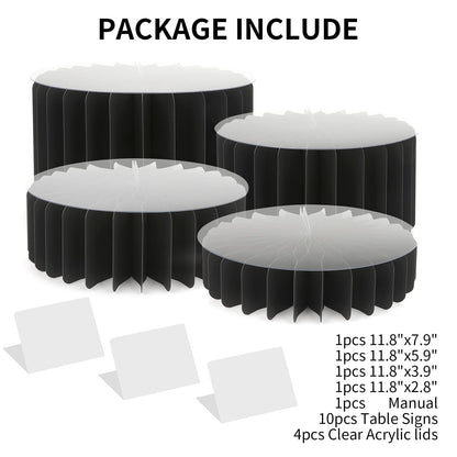 Buffet Risers Food Risers for Buffet Table Acrylic Risers Display Stands Tall Cake Stands Cylinder Stands for Party Pedestal Cake Stand Dessert Table Display Set Cupcake Stands Cupcake Display (Black)
