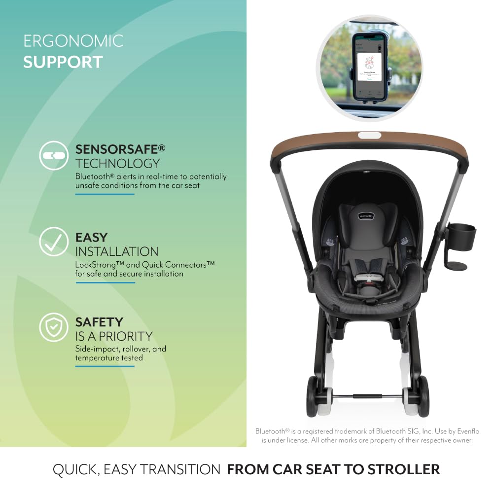Evenflo Shyft DualRide Infant Car Seat Stroller Combo with Carryall Storage (Boone Gray)